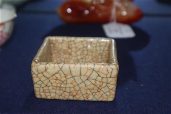 A 19th century small square crackleglaze dish